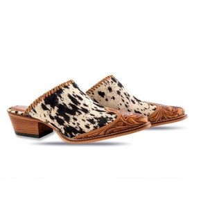 NWT Myra Mules Genuine Cowhide Womens Western